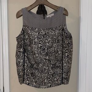 LOFT Black and White Paisley Blouse